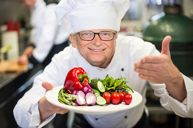 Bill Gates żywi się wyłącznie owocami i warzywami wzbogaca także swoja dietę o ryby i dary morza.